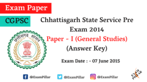 Chhattisgarh PCS Pre Exam 2014 Answer Key