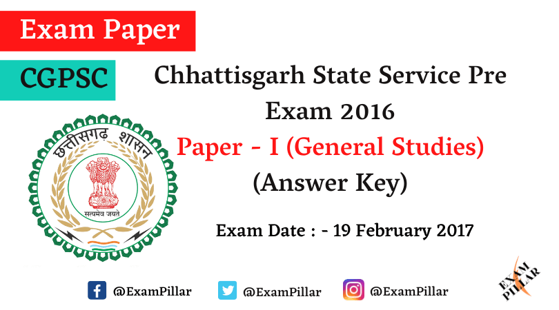 Chhattisgarh PCS Pre Exam 2016 Answer Key