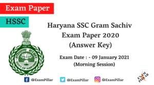 HSSC Gram Sachiv 9 Jan 2021 Answer Key