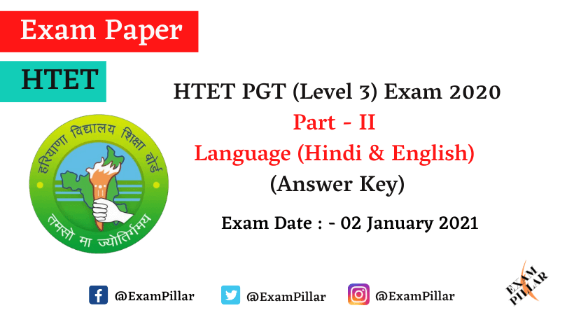 HTET PGT Answer Key 2021