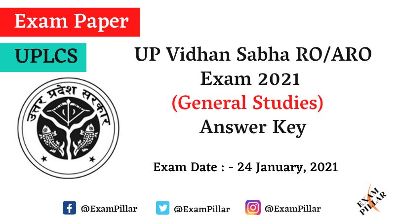UP Vidhan Sabha RO Aro Exam 2021 (Answer Key)