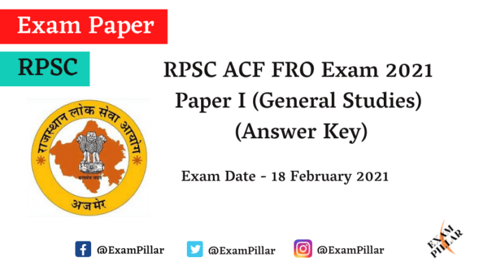 RPSC ACF FRO Exam Answer Key