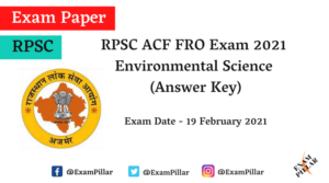 RPSC ACF FRO Environmental Science Answer Key