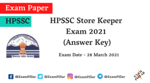 HPSSC Store Keeper Exam 2021 Answer Key