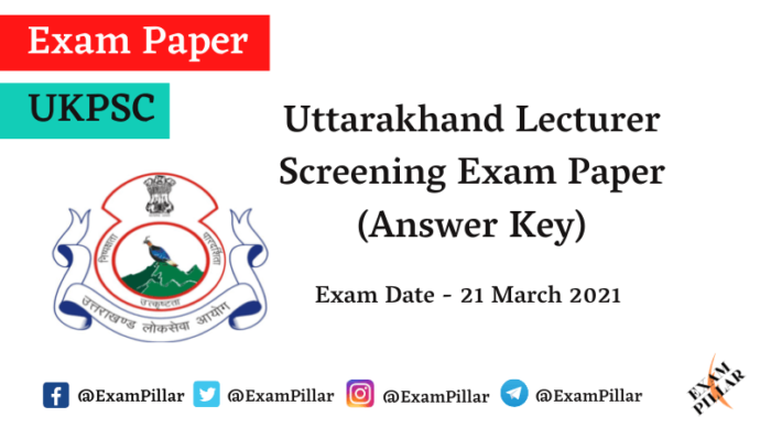 UKPSC Lecturer Screening Answer Key