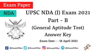 NDA 2021 General Aptitude Test Answer Key