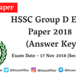 HSSC Group D Exam Paper 2018 (Answer Key)