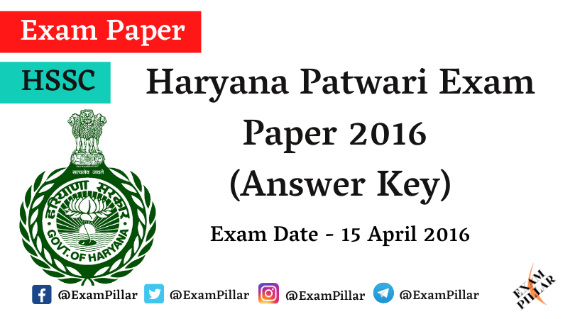 Haryana Patwari Exam 2016