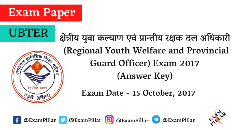 UBTER Regional Youth Welfare and Provincial Guard Officer Exam 2017 (Answer Key)