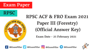 RPSC ACF And Forest Range Officer Exam Paper With Answer Key