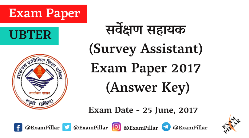 Uttarakhand Survey Assistant Exam Paper with Answer Key