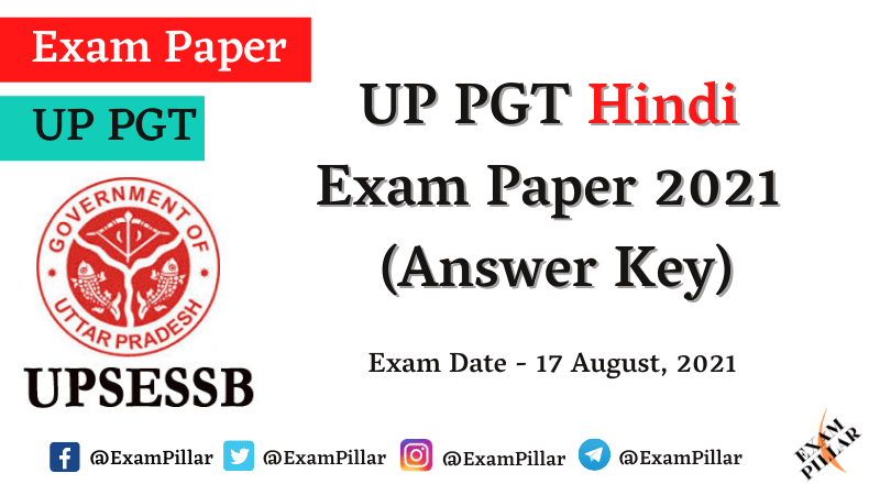 UP PGT Hindi 2021 Answer Key