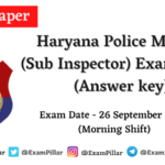 Haryana Police Male SI (Sub Inspector) Exam 26 Sep 2021 (Answer key)