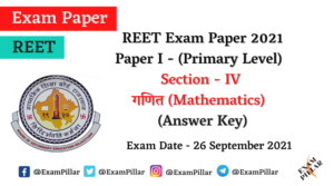 REET Level 1 Exam 2021 (Answer Key)