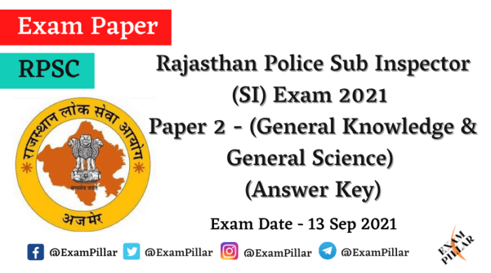 Rajasthan Police Sub Inspector Exam 2021 (Answer Key)