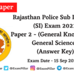 Rajasthan Police Sub Inspector Exam 2021 (Answer Key)