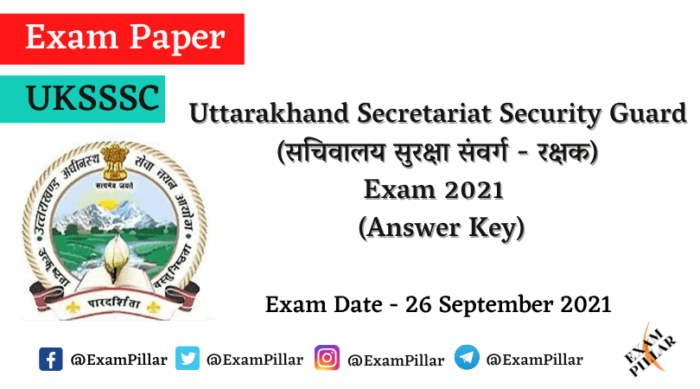 UKSSSC Secretariat Guard 2021 (Answer Key)