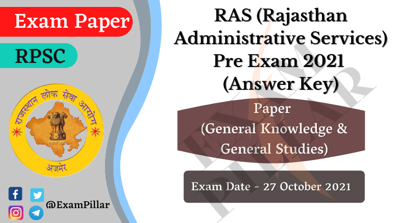 RPSC RAS Pre Exam Paper 27 Oct 2021 (Answer Key)