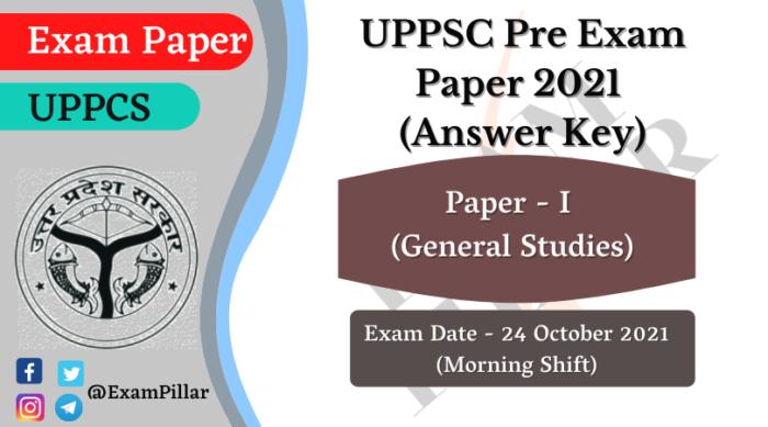 UPPSC Pre Exam Paper 24 October 2021 (Answer Key)