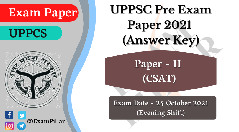UPPSC Pre Exam Paper 24 October 2021 (Answer Key)