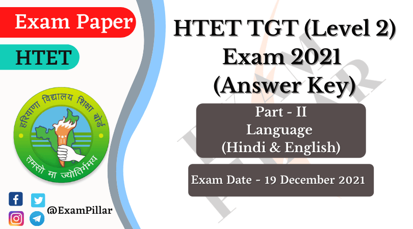 HTET TGT (Level 2) Exam 19 Dec 2021 (Answer Key)