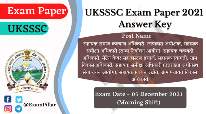 UKSSSC VDO Exam Paper 5 Dec 2021 Answer Key