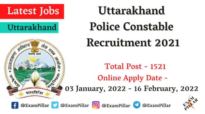 Uttarakhand Police Constable Recruitment 2021