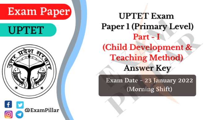 UPTET Exam 23 Jan 2022 Paper 1, Part - I (CDP) Answer Key