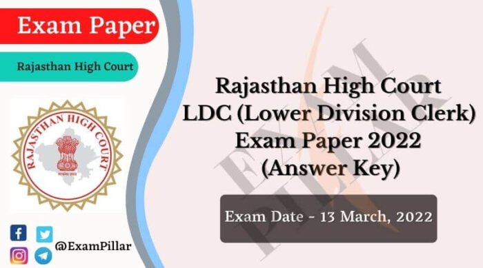 Rajasthan High Court LDC Exam Paper - 13 March 2022 (Answer Key)