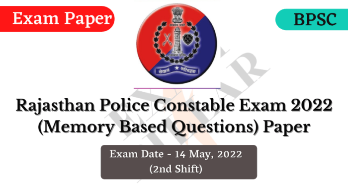 Rajasthan Police Constable Paper 2022 Answer key