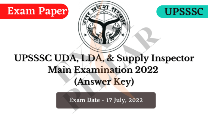 UPSSSC UDA, LDA, & Supply Inspector Main Examination 2022 (Answer Key)