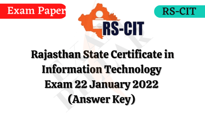 RS-CIT Exam Paper 22 January 2023 (Answer Key)