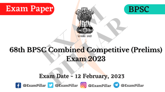 BPSC 68th CCE Prelims Exam 12 Feb 2023 (Answer Key)