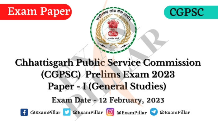 CGPSC State Service Pre Exam (Paper - I) 12 Feb 2023 (Answer Key)