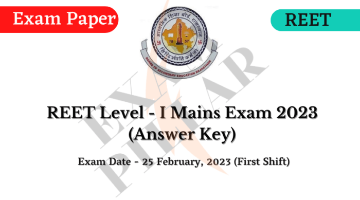 REET Mains Level 1 Paper 2023 (Answer Key)