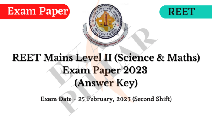 REET Mains Level 2 (Science & Maths) Paper 2023 (Answer Key)