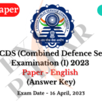 UPSC CDS I Exam Paper 16 April 2023 (English) (Answer Key)