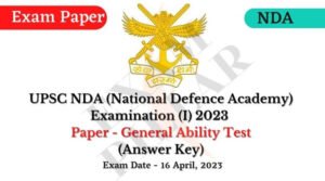 UPSC NDA I Exam Paper 16 April 2023 (General Ability Test) (Answer Key)