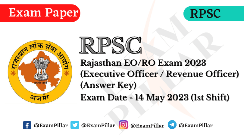 RPSC EO RO Exam Paper 14 May 2023 (Ist Shift) (Answer Key)