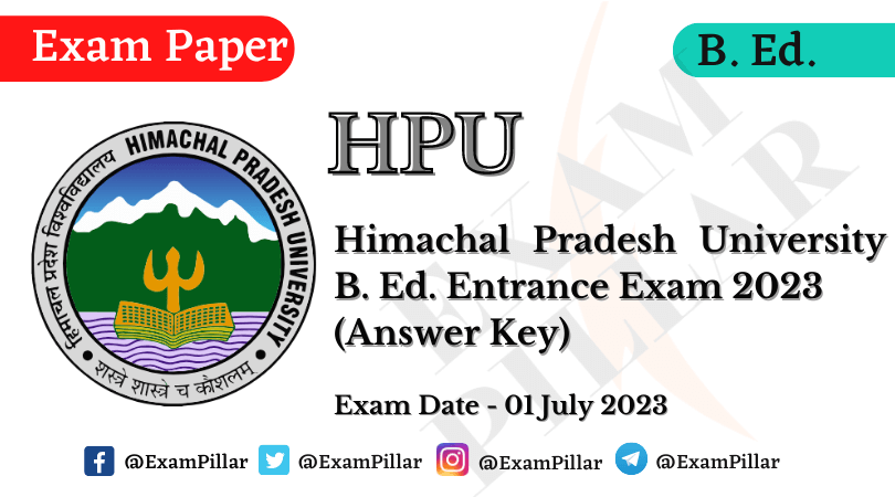 HPU B. Ed. Entrance Exam 2023 (Answer Key)