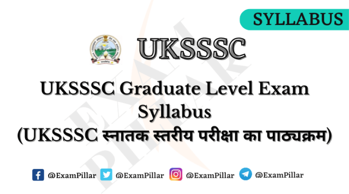 UKSSSC Graduate Level Exam Syllabus