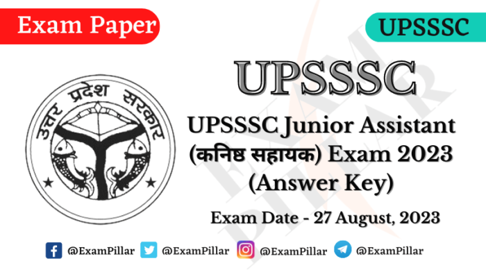 UPSSSC Junior Assistant Exam 27 August 2023 (Answer Key) – TheExamPillar