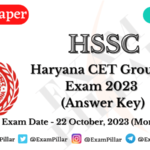 HSSC CET Group D Exam Paper 22 October 2023 (1st Shift) Answer Key