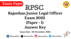 RPSC Junior Legal Officer Exam 04 November 2023 (Paper - 1) Answer Key