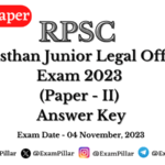 RPSC Junior Legal Officer Exam 04 November 2023 (Paper - 2) Answer Key