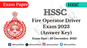 HSSC Fire Operator Driver Exam - 30 Dec 2023 (Answer Key)