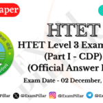 HTET Level 3 (PGT) Exam Paper - 02 Dec 2023 (Part I - CDP) (Official Answer Key)