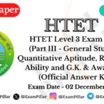 HTET Level 3 (PGT) Exam Paper – 02 Dec 2023 (Part III – General Studies) (Official Answer Key)