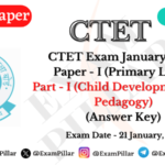 CTET Exam 21 January 2024 Paper - I (CDP) Answer Key