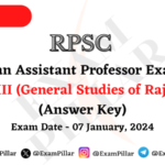 RPSC Assistant Professor Exam Paper III – 07 January 2024 (Answer Key)